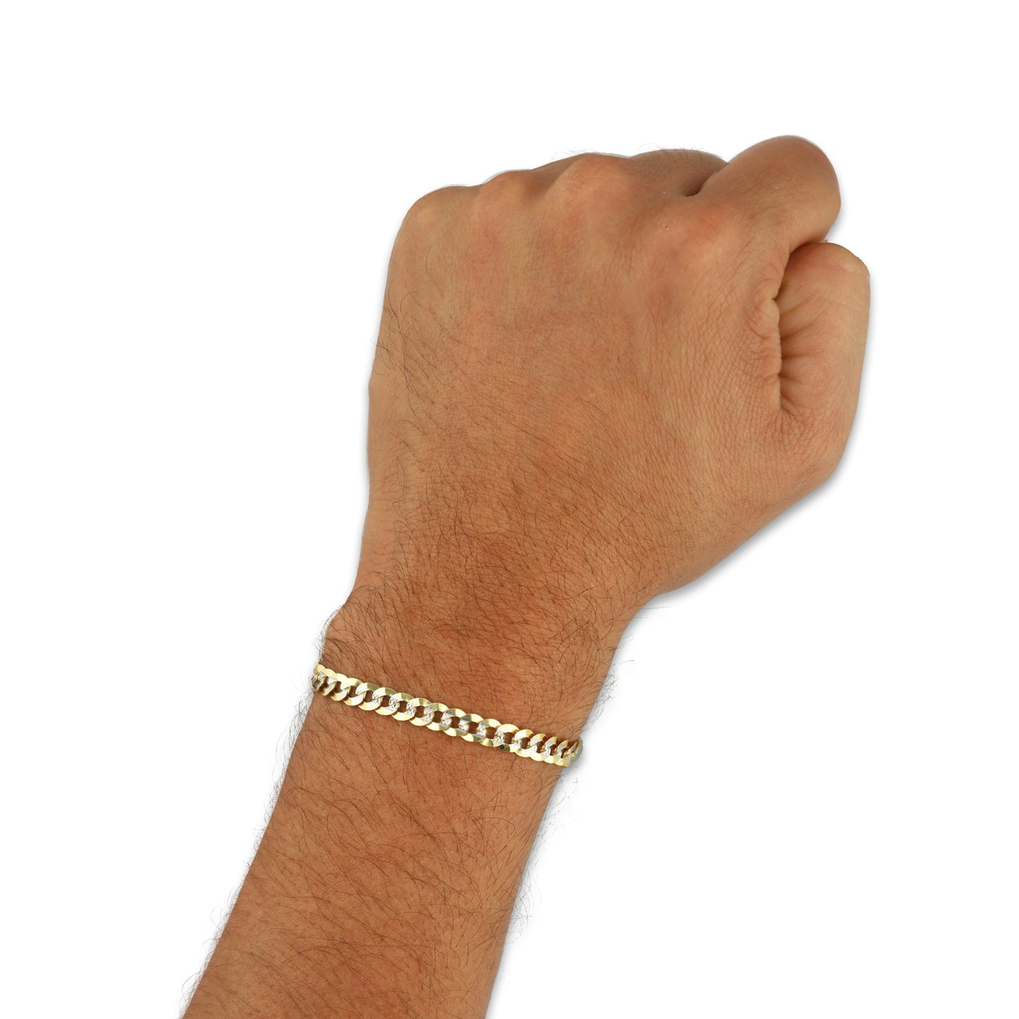 MR14PC008 Pulsera Para Caballero Oro Sólido 14K Cubana Americana Diamantada 5 Mm x 20 Cm