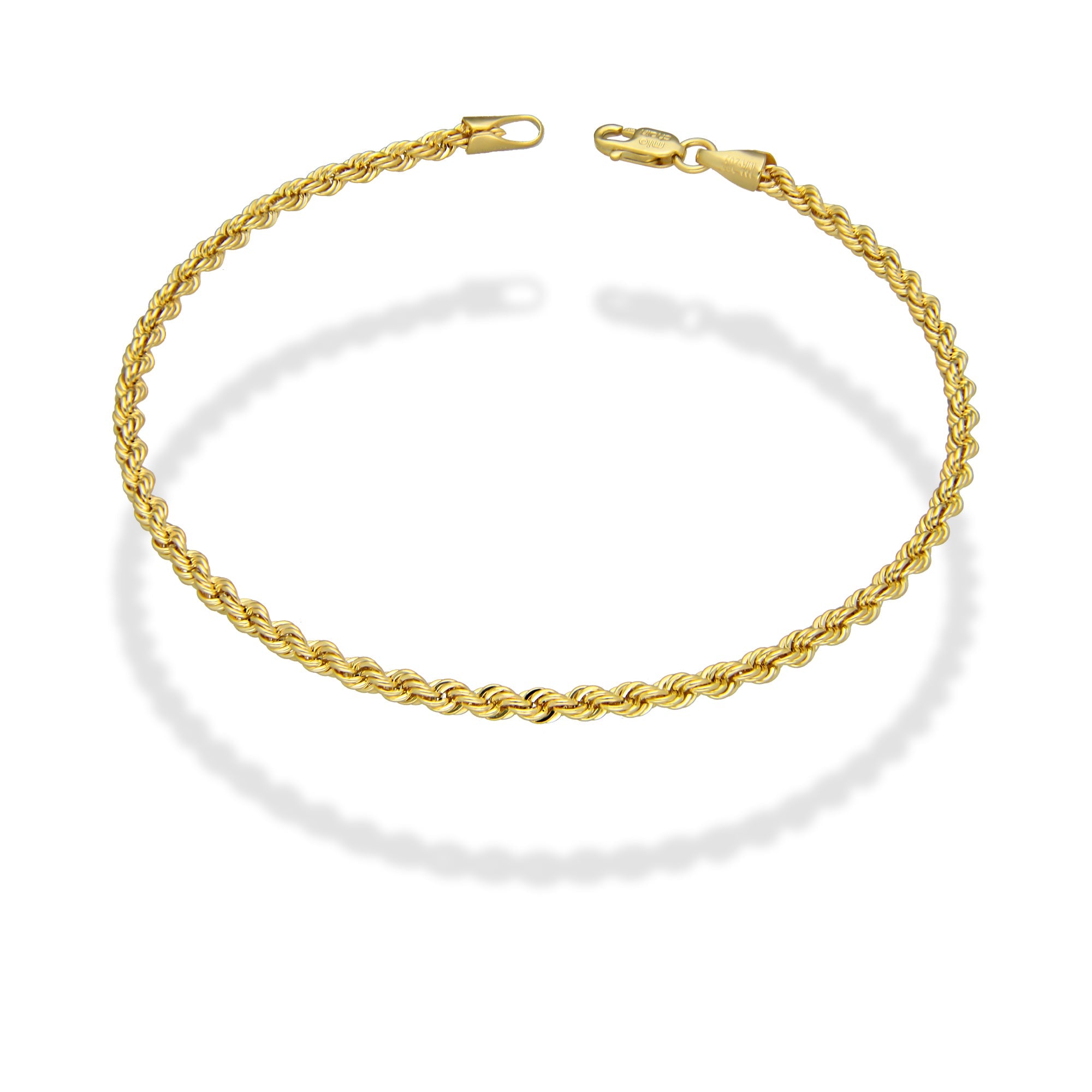 MR14PC012 Pulsera Para Caballero Oro Sólido 14K Torsal Lisa Super Ligera 3 mm x 21 cm