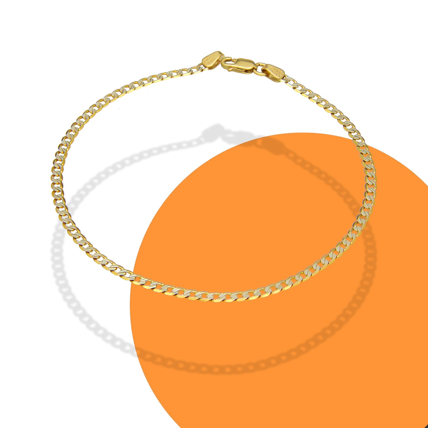 MR14PC026 Pulsera Para Caballero Oro Sólido 14K EMC14 Modelo Fígaro 1*0 Segrinado Diagonal 2.8 mm x 21 cm