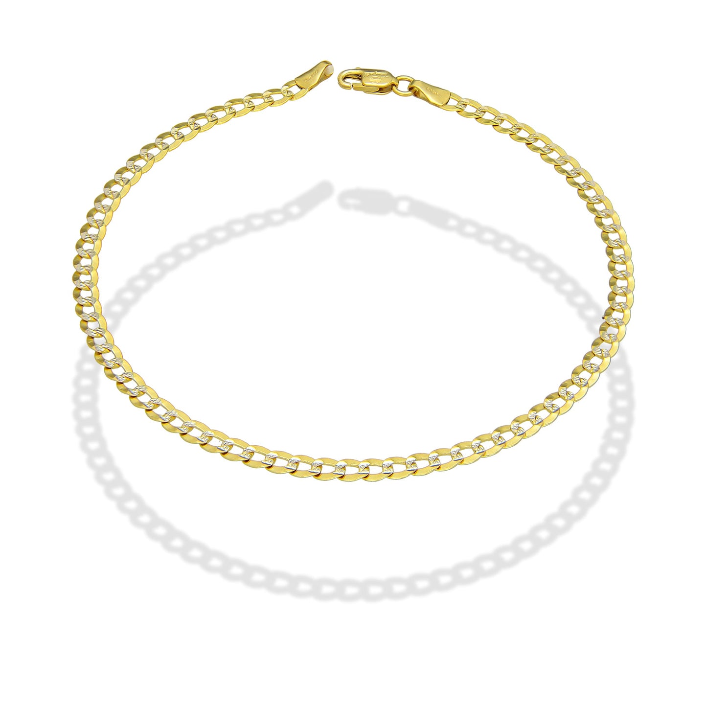 MR14PC027 Pulsera Para Caballero Oro Sólido 14K EMC14 Modelo Fígaro 1*0 Diamantada 3.2 mm x 21 cm