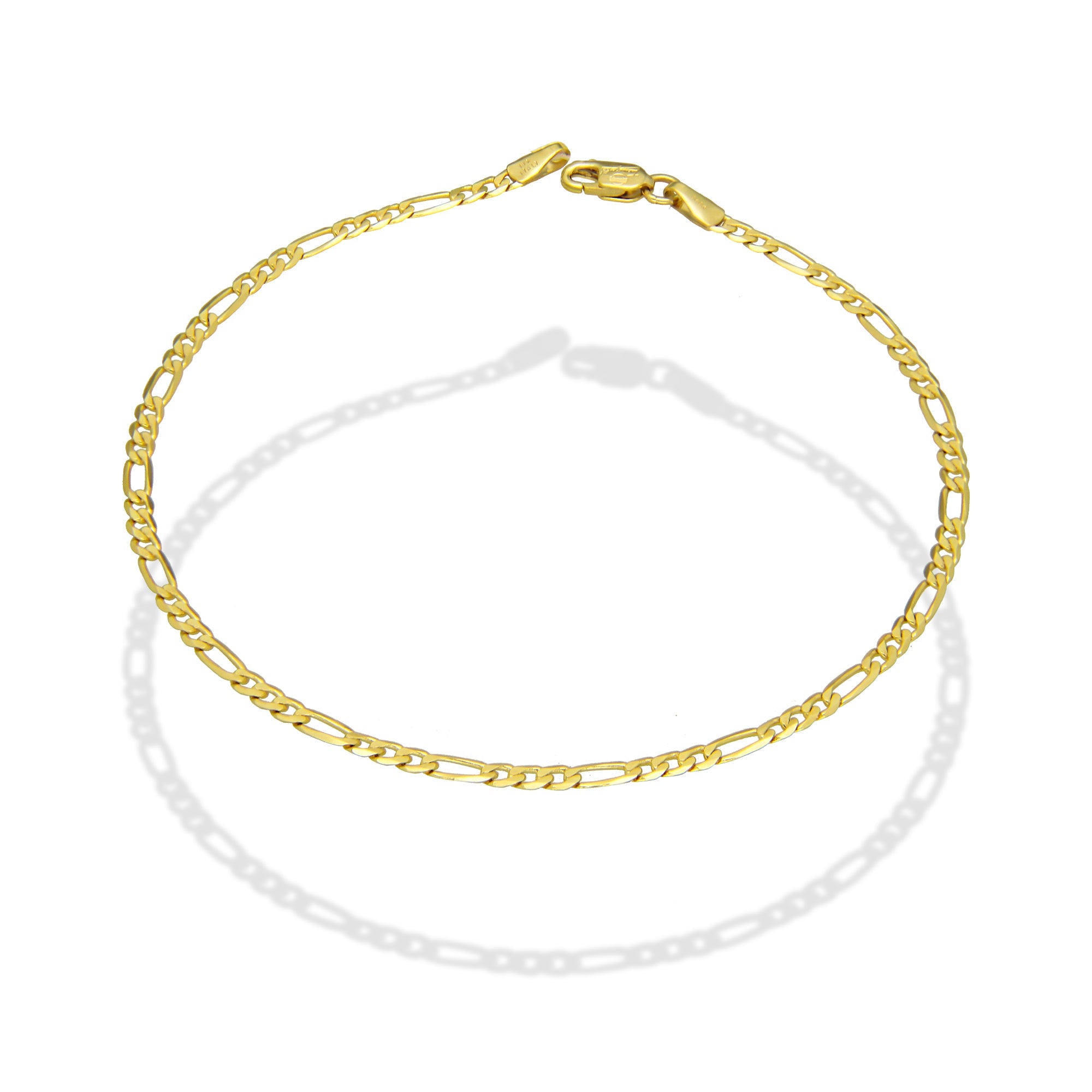 MR14PC028 Pulsera Para Caballero Oro Sólido 14K EMC14 Modelo Fígaro 3*1 Lisa 2.5 mm x 21 cm