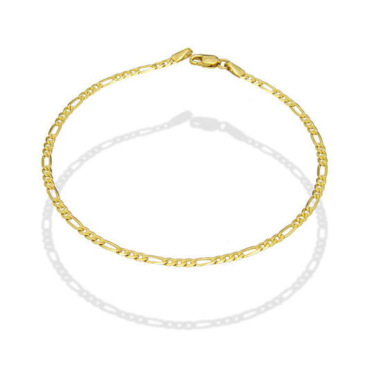 MR14PC028 Pulsera Para Caballero Oro Sólido 14K EMC14 Modelo Fígaro 3*1 Lisa 2.5 mm x 21 cm