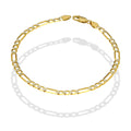 MR14PC029 Pulsera Para Caballero Oro Sólido 14K EMC14 Modelo Fígaro 3*1 Segrinado Diagonal 4 mm x 21 cm
