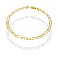 MR14PC030 Pulsera Para Caballero Oro Sólido 14K EMC14 Modelo Fígaro 3*1 Diamantada 4.5 mm x 21 cm