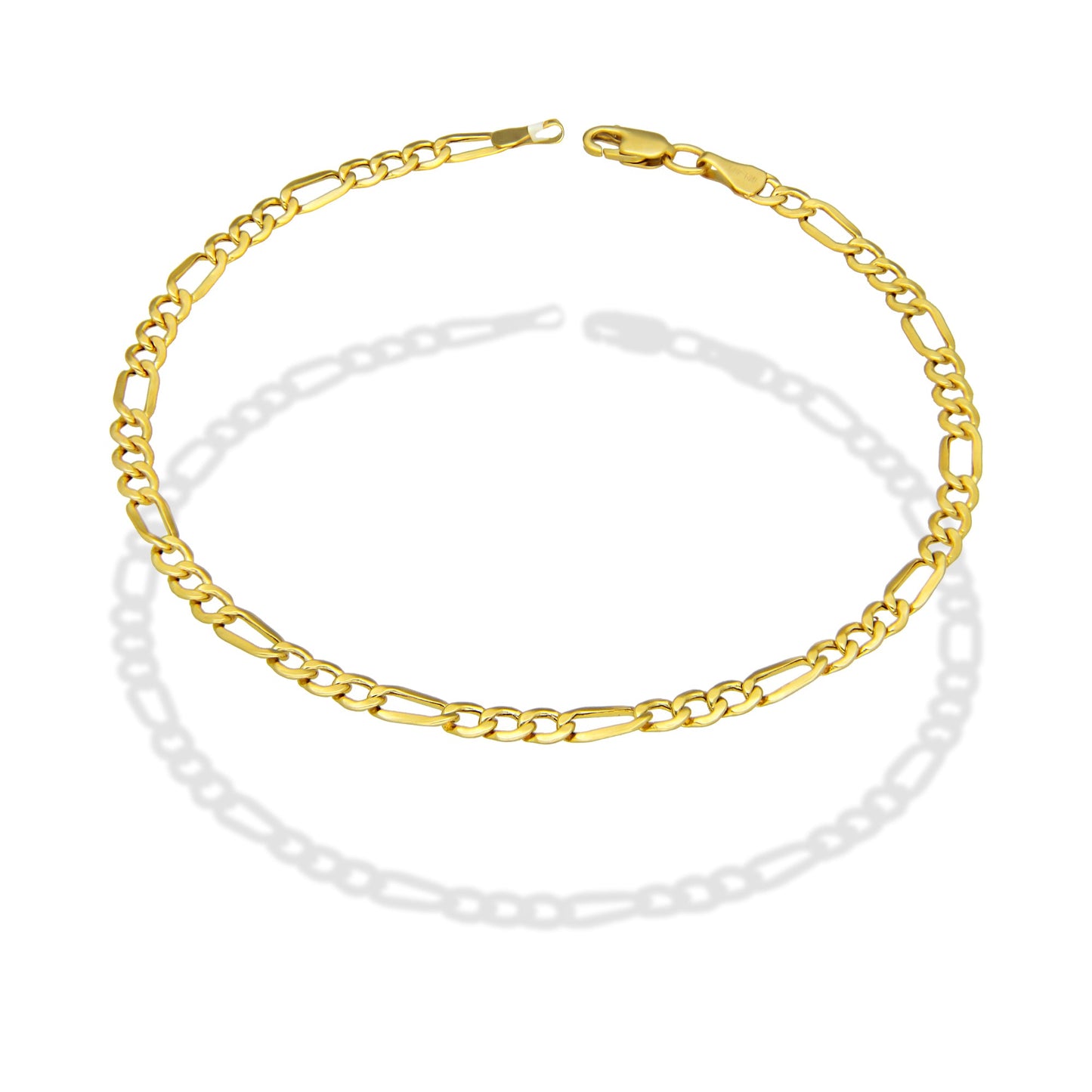 MR14PC031 Pulsera Para Caballero Oro Sólido 14K EMF14 Modelo Fígaro 3*1 Lisa 3.8 mm x 21 cm