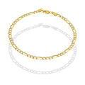 MR14PC032 Pulsera Para Caballero Oro Sólido 14K EMF14 Modelo Fígaro 3*1 Diamantada 3.8 mm x 21 cm