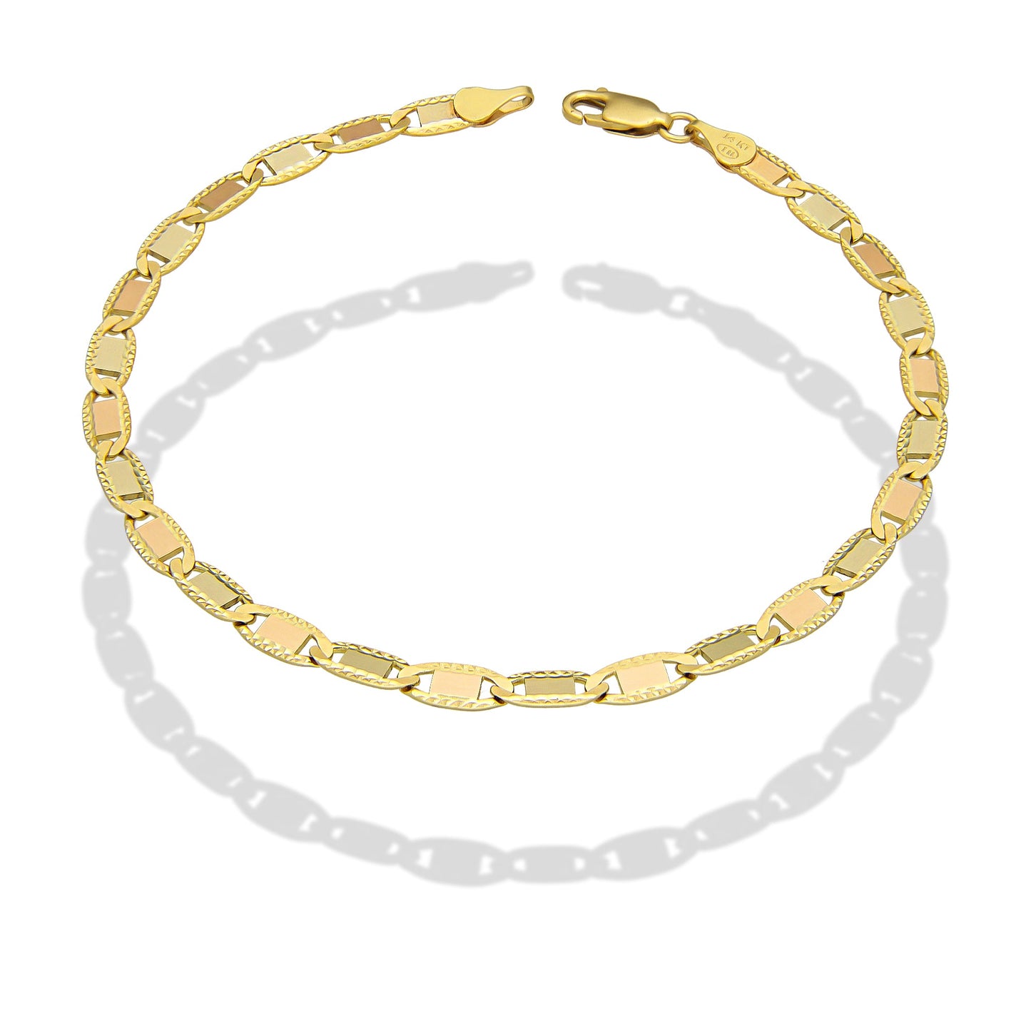 MR14PC033 Pulsera Para Caballero Oro Sólido 14K Mod Valentido Florentino Lisa 4 mm x 21.5 cm