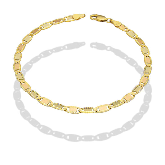 MR14PC033 Pulsera Para Caballero Oro Sólido 14K Mod Valentido Florentino Lisa 4 mm x 21.5 cm