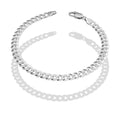 MR14PC034 Pulsera Para Caballero Oro Sólido 14K Mod Cubana Americana DIamantada Oro Blanco 6 mm x 21 cm