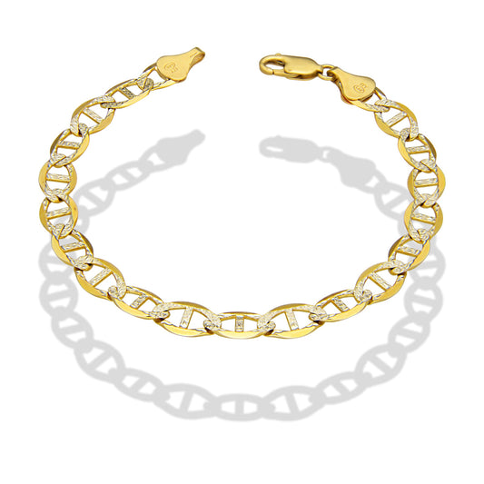 MR14PC036 Pulsera Para Caballero Oro Sólido 14K Mod Figaruchi 0x1 Diamantada 7.5 mm x 22 cm