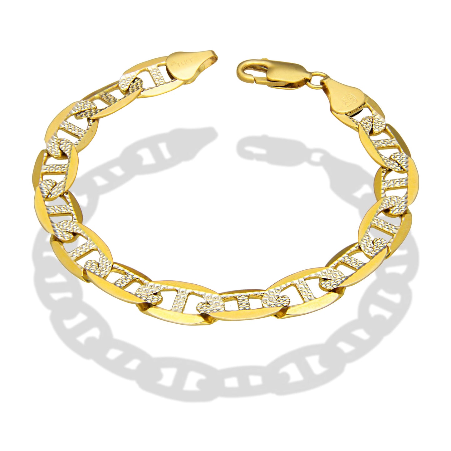 MR14PC037 Pulsera Para Caballero Oro Sólido 14K Mod Figaruchi 0x1 Diamantada 9 mm x 21 cm