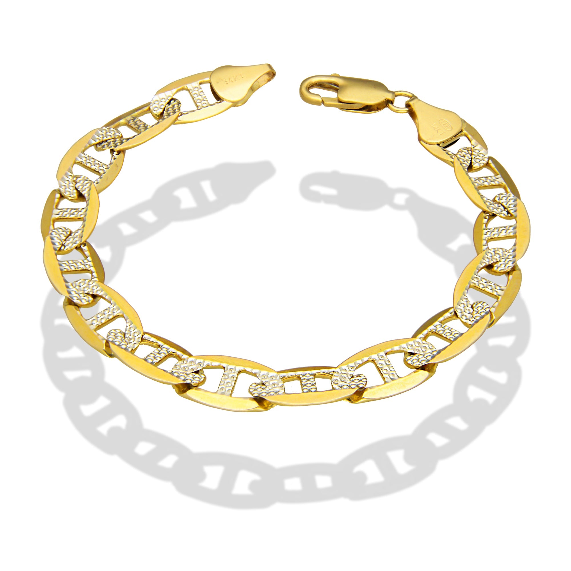 MR14PC037 Pulsera Para Caballero Oro Sólido 14K Mod Figaruchi 0x1 Diamantada 9 mm x 21 cm