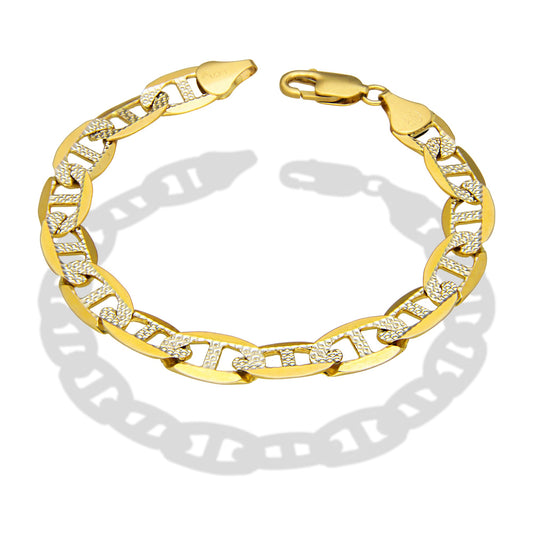 MR14PC037 Pulsera Para Caballero Oro Sólido 14K Mod Figaruchi 0x1 Diamantada 9 mm x 21 cm