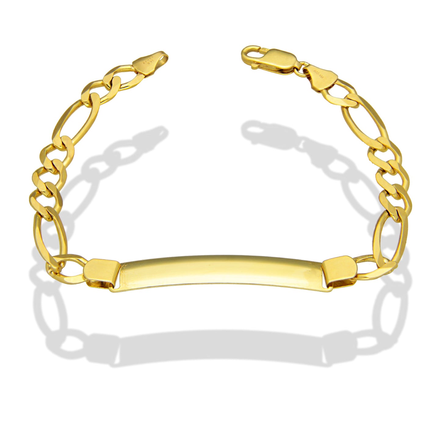 MR14PC040 Pulsera Esclava Caballero Oro Sólido 14K Mod Fígaro 3*1 Lisa 7 mm x 21.5 cm