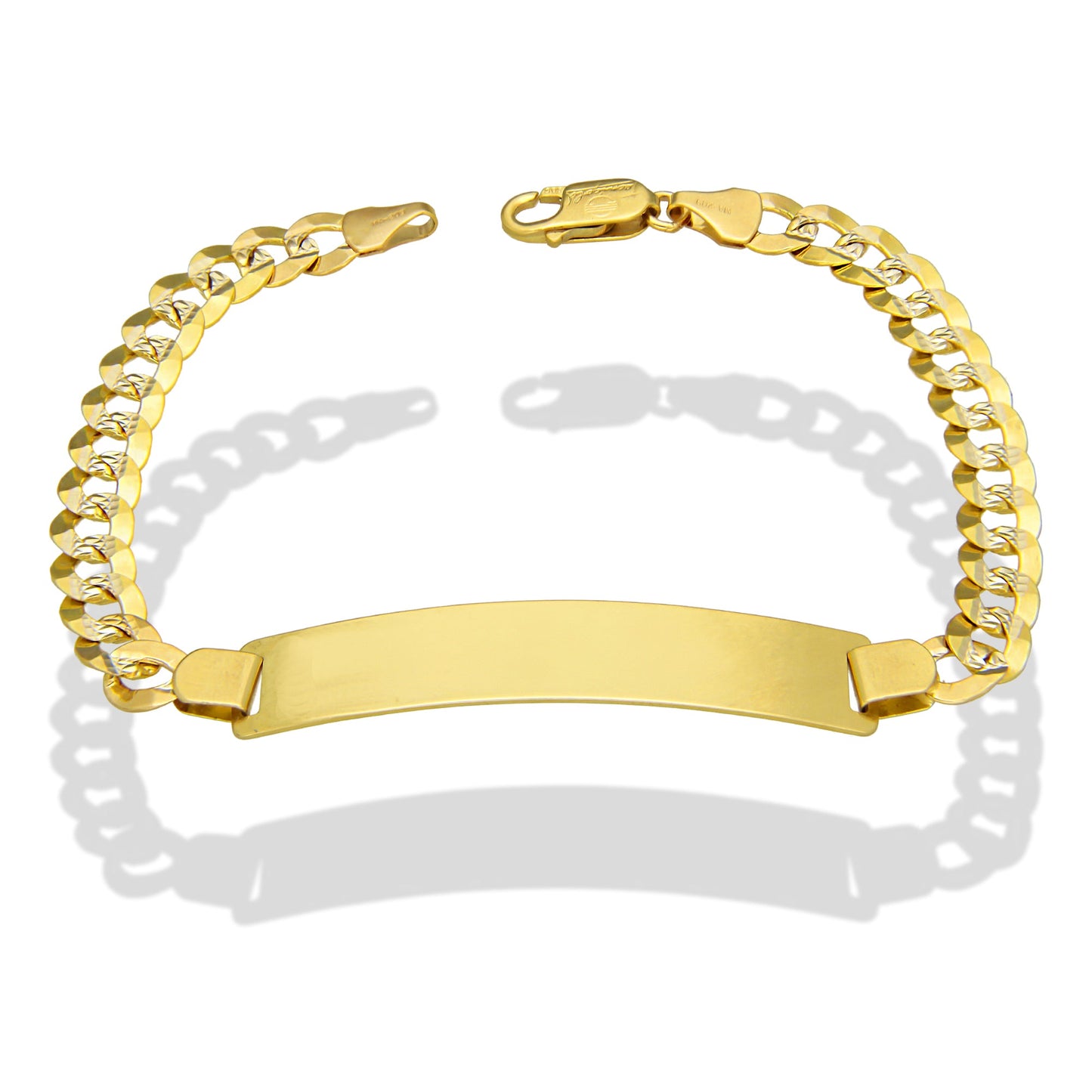 MR14PC041 Pulsera Esclava Caballero Oro Sólido 14K Mod Cubana Americana Diamantada 7 mm x 21.5 cm
