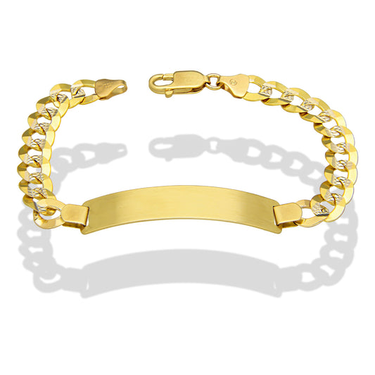 MR14PC042 Pulsera Esclava Caballero Oro Sólido 14K Mod Cubana Americana Diamantada 8.5 mm x 21 cm