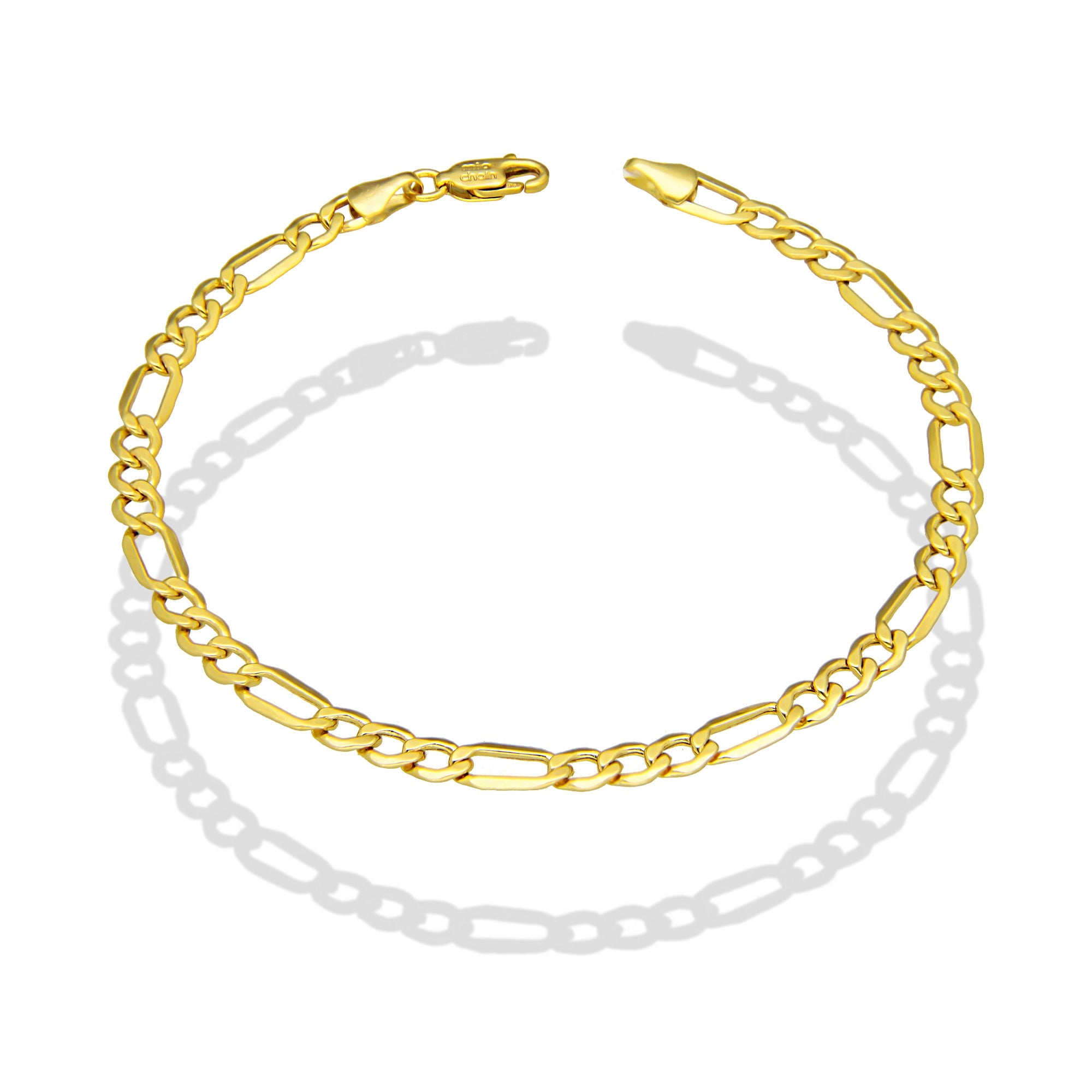 MR14PC058 Pulsera Para Caballero Oro Sólido 14K EMF14 Modelo Fígaro 3*1 Lisa 4 mm x 21 cm