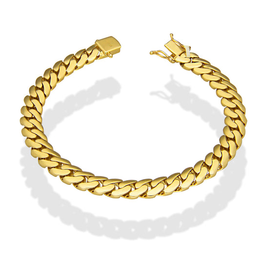 MR14PC069 Pulsera Para Caballero Oro Sólido 14K EMF14 Modelo Cubana 8 mm x 21 cm