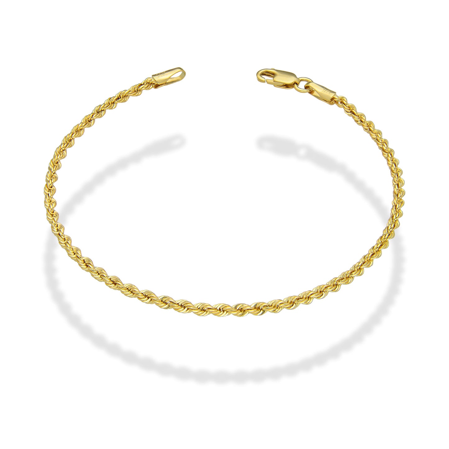 MR14PD044 Pulsera Dama Oro Sólido 14K Torsal Lisa Super Ligera 2 mm x 18 cm