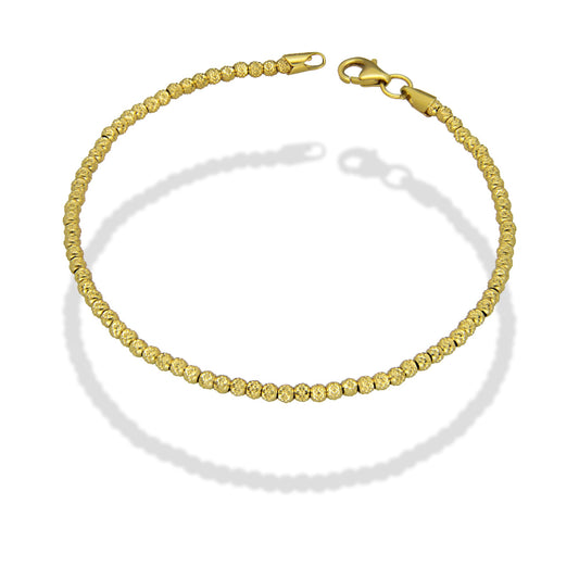 MR14PD059 Pulsera Dama Oro Sólido 14K Mod Bolitas Diamantadas 2 mm x 19 cm