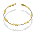 MR14PD061 Pulsera Dama Oro Sólido 14K Mod Bolitas Diamantadas con Hexágonos Lisos 4 mm x 18.5 cm