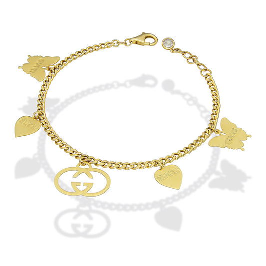 MR14PD065 Pulsera Dama Oro Sólido 14K Mod Barbada Colgantes Ajustable 16.5 a 18 cm Dijes: 1.2 cm Aprox.