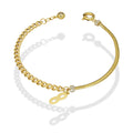 MR14PD066 Pulsera Dama Oro Sólido 14K Mod Mixta Panza de Víbora y Barbada con Infinito Ajustable 17 a 18 cm