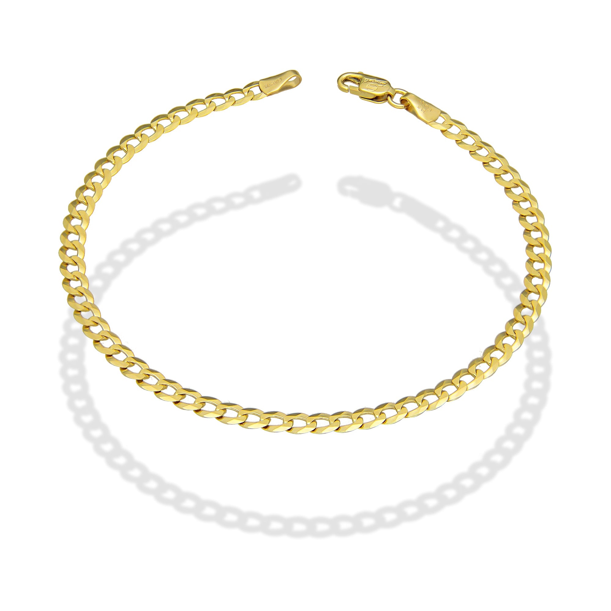 MR14PD101 Pulsera Dama Oro Sólido 14K Mod Cubana Americana 1*0 Lisa 3.2 mm x 18 cm