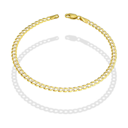 MR14PD104 Pulsera Dama Oro Sólido 14K Mod Cubana Americana 1*0 Diamantada 3.2 mm x 18 cm