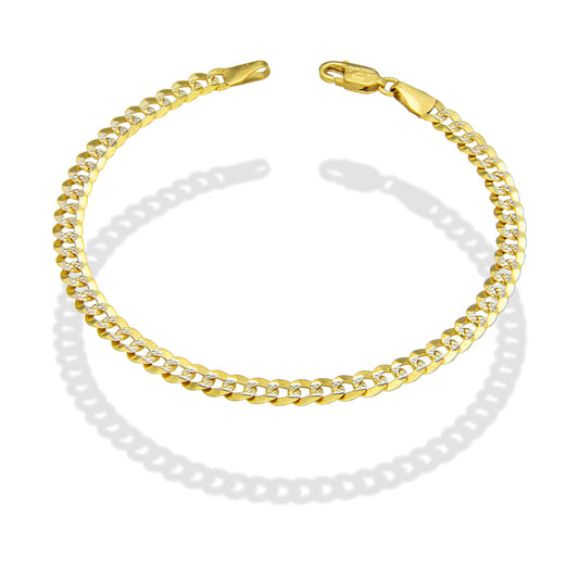 MR14PD105 Pulsera Dama Oro Sólido 14K Mod Cubana Americana 1*0 Diamantada 4.5 mm x 18 cm