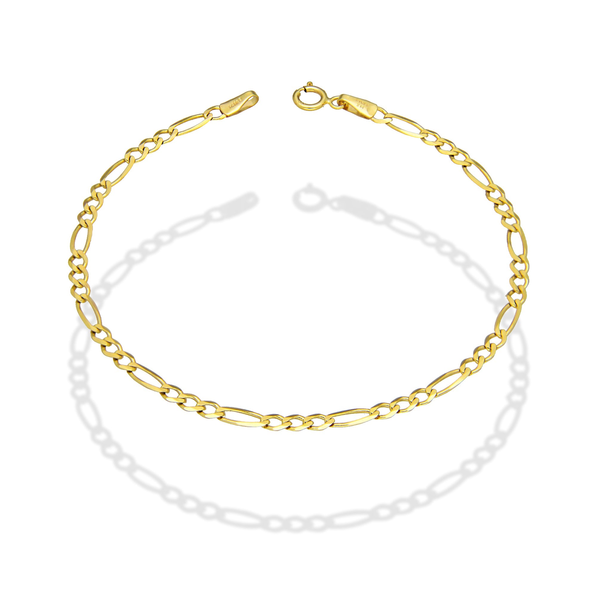 MR14PD110 Pulsera Dama Oro Sólido 14K Mod Fígaro 3*1 Lisa 2.7 mm x 18 cm