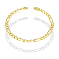 MR14PD112 Pulsera Dama Oro Sólido 14K Mod Fígaro 3*1 Lisa 4.5 mm x 18 cm