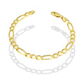 MR14PD113 Pulsera Dama Oro Sólido 14K Mod Fígaro 3*1 Lisa 5 mm x 18 cm