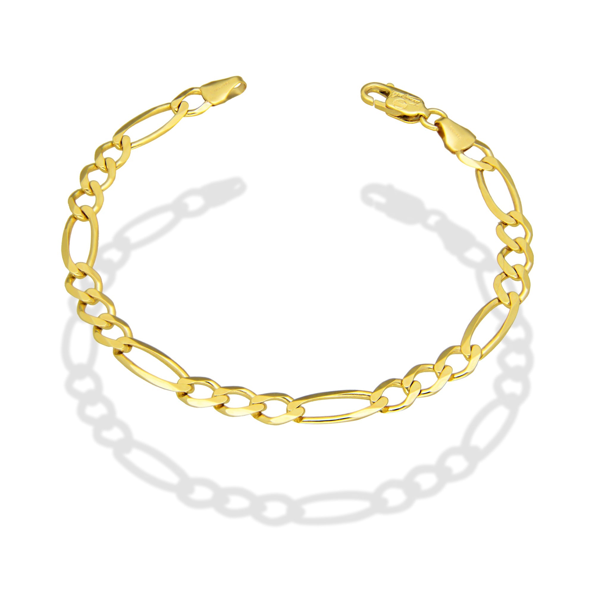MR14PD113 Pulsera Dama Oro Sólido 14K Mod Fígaro 3*1 Lisa 5 mm x 18 cm