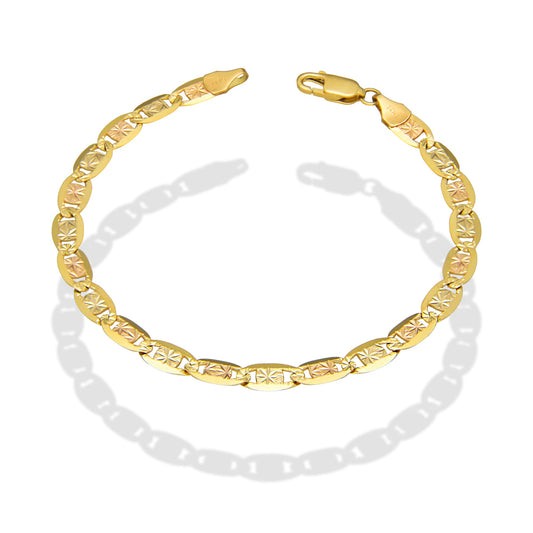MR14PD114 Pulsera Dama Oro Sólido 14K Mod Valentino Diamantado Estrella Florentino 5 mm x 18 cm