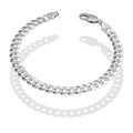 MR14PD115 Pulsera Dama Oro Sólido 14K Mod Cubana Americana Oro Blanco 6 mm x 18 cm