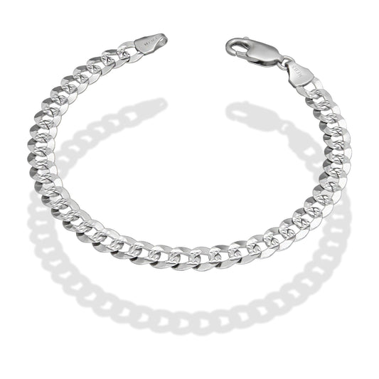 MR14PD115 Pulsera Dama Oro Sólido 14K Mod Cubana Americana Oro Blanco 6 mm x 18 cm
