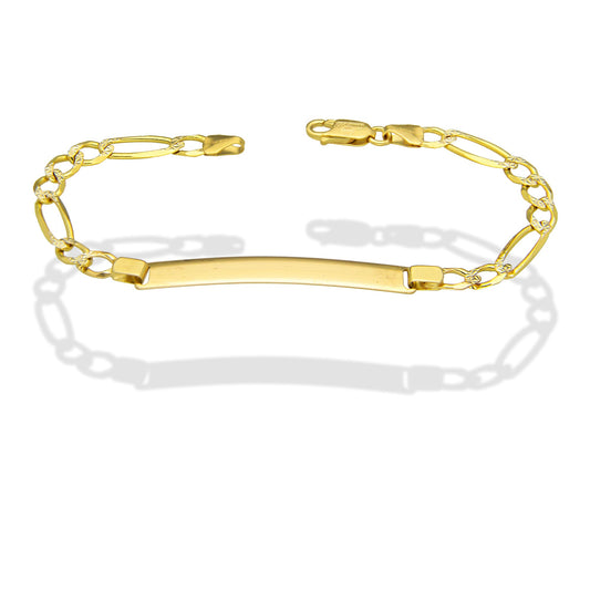 MR14PD120 Pulsera Esclava Dama Oro Sólido 14K Mod Fígaro 3*1 Lisa 5 mm x 18 cm