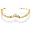 MR14PD126 Pulsera Esclava Dama Oro Sólido 14K Mod XV Años Corona Grande 7 Zirconias Ancho Figura 17 mm, Ancho Eslabón 7 mm x 18 cm