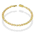 MR14PD130 Pulsera Dama Oro Sólido 14K Modelo Tejido Chino con Corazones 4 mm x 19 cm