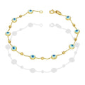 MR14PD142 Pulsera Dama Oro Sólido 14K EMF14 Modelo Ojitos Turcos Super Ligera Oro Amarillo 5 mm x 19 cm