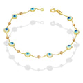MR14PD143 Pulsera Dama Oro Sólido 14K EMF14 Modelo Ojitos Turcos Super Ligera Florentino 5 mm x 19 cm