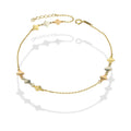 MR14TB001 Pulsera Tobillera Dama Oro Sólido 14K Mod Triada Trébol Florentino 5 mm Ajustable de 23 a 25 cm