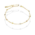 MR14TB003 Pulsera Tobillera Dama Oro Sólido 14K Mod Veneciana con Bolitas Facetadas Florentino 3 mm Ajustable de 23 a 25 cm