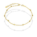 MR14TB004 Pulsera Tobillera Dama Oro Sólido 14K Mod Torsal con Bolitas Facetadas 3 mm Ajustable de 23 a 25 cm