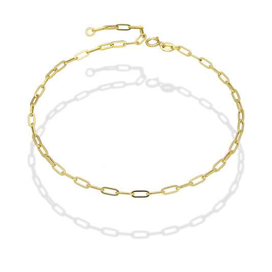 MR14TB005 Pulsera Tobillera Dama Oro Sólido 14K Mod Figaro Milan Lisa 3 mm x 23.5 cm