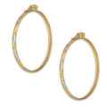 NR14AR007 Arete Arracada Oro Sólido 14K Florentino Diamantado Ancho 3 mm DIámetro 4.2 cm