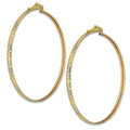 NR14AR009 Arete Arracada Oro Sólido 14K Florentino Diamantado Ancho 3 mm DIámetro 5.7 cm