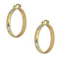NR14AR013 Arete Arracada Oro Sólido 14K Florentino Diamantado Ancho 4.5 mm DIámetro 2.8 cm