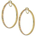 NR14AR017 Arete Arracada Oro Sólido 14K Florentino Diamantado Ancho 4.5 mm DIámetro 5.8 cm